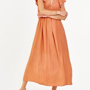 NWT Dear John Lottie  V-neck Maxi Dress Apricot XSmall XS